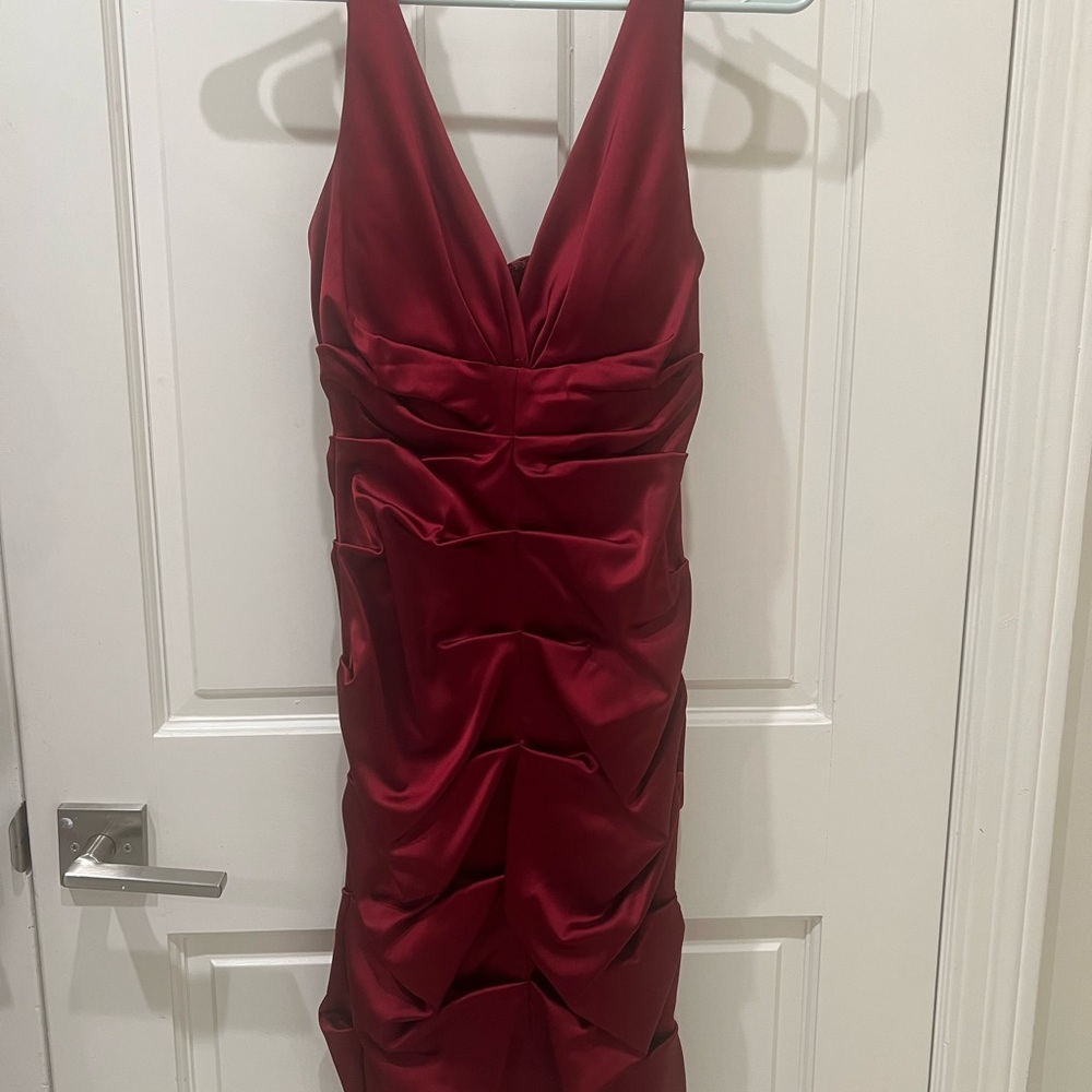 Chic Red Dress with Ruching